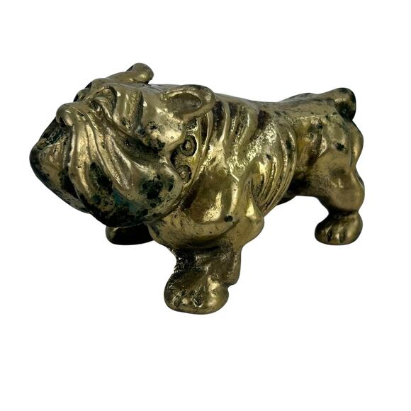 Vtg Solid Brass English Bulldog Gold Desk Paperweight/Figurine 4” statue heavy - Picture 2 of 8